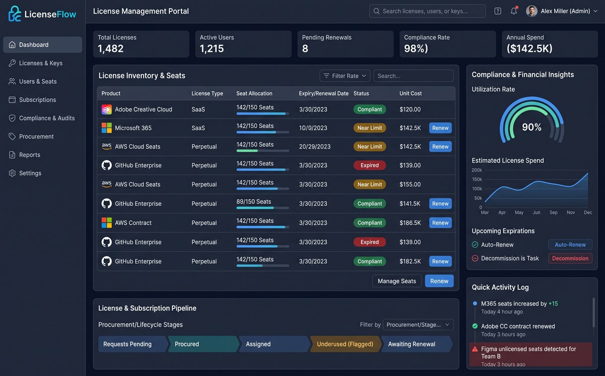 Licensing System dashboard screenshot
